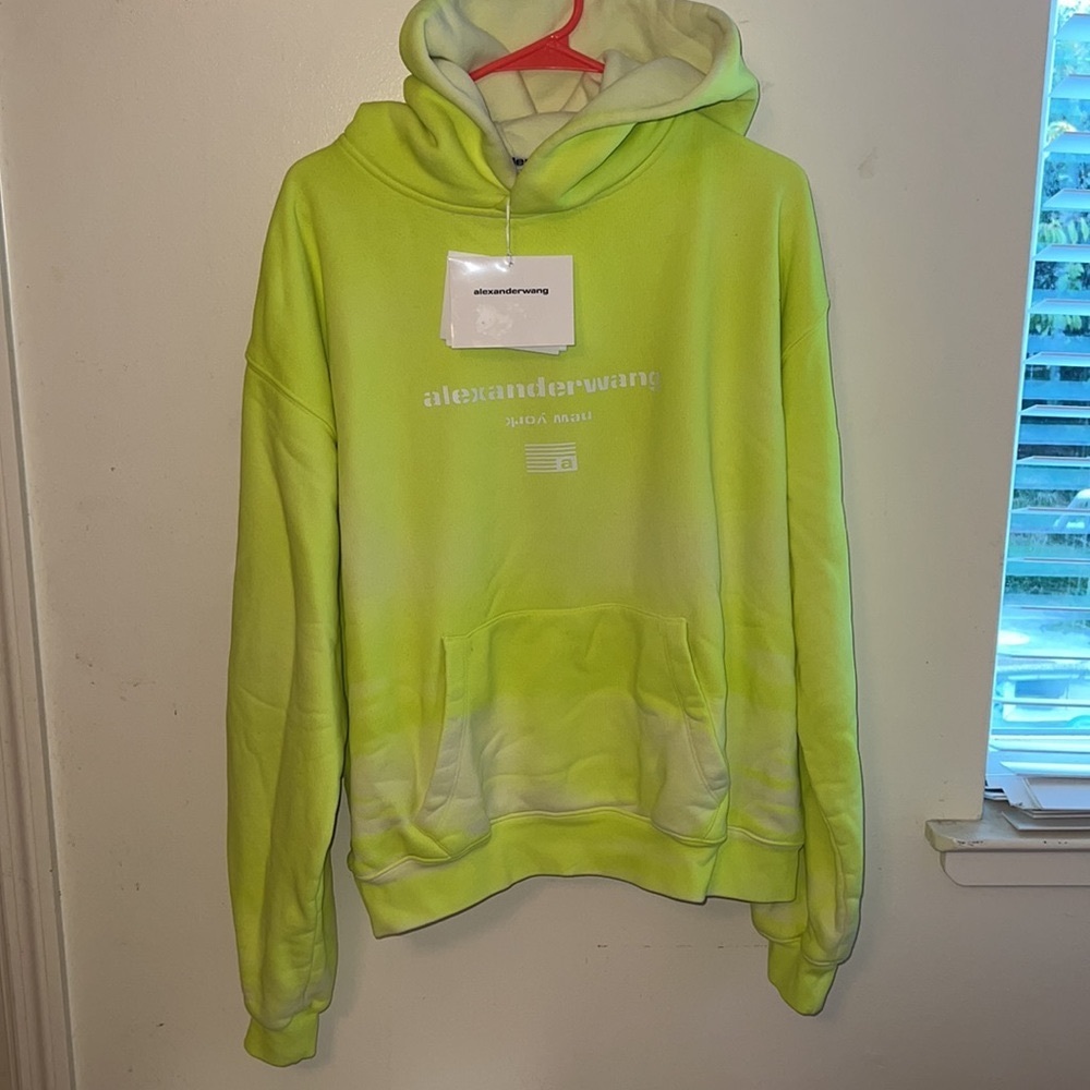 Alexander Wang Unisex Garment-Dye Neon Green hoodie